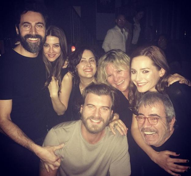 Kivanc Tatlitug's friends Sedef Avci, Kivanc Kasabali, Hilal Saral, Ece Yorenc, Selcuk Yontem