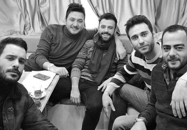 Kerem Firtina, Seckin Ozdemir, Salih Bademci, Onur Buyuktopcu, Baris Arduc in Rental Love (Kiralik Ask) tv series studio selfie