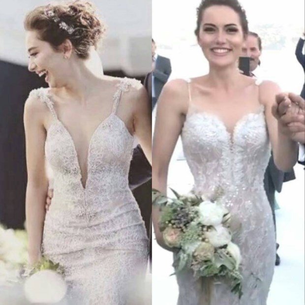 Fahriye Evcen Neslihan Atagul wedding dress similarity