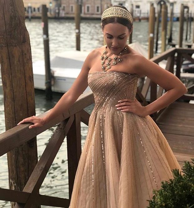 Meryem Uzerli is at Venice Film Festival 2 Meryem uzerli - Brown color dress